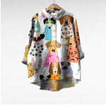 Elegant Summer Blouse in Lilac Dogs