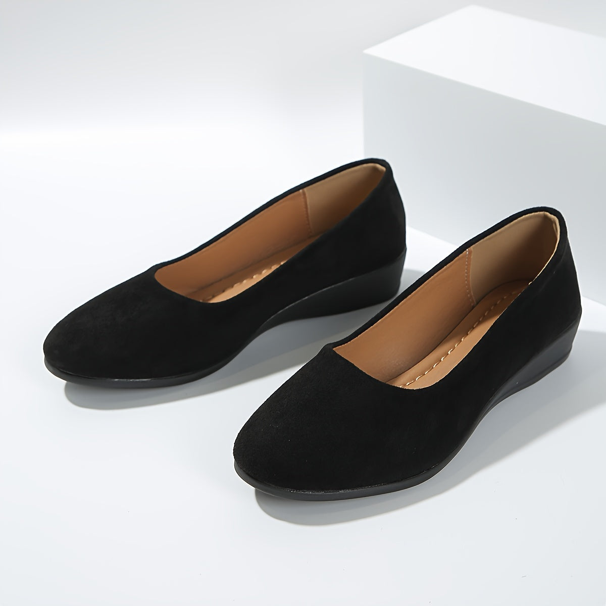 Sarah Wedge Ballerina Flats Blue, photo studio