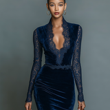 Catherine | Lace and Velvet Midi Dress