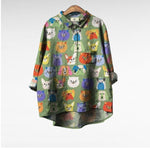 Elegant Summer Blouse in Blue Dachshund