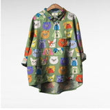 Elegant Summer Blouse in Blue Dachshund