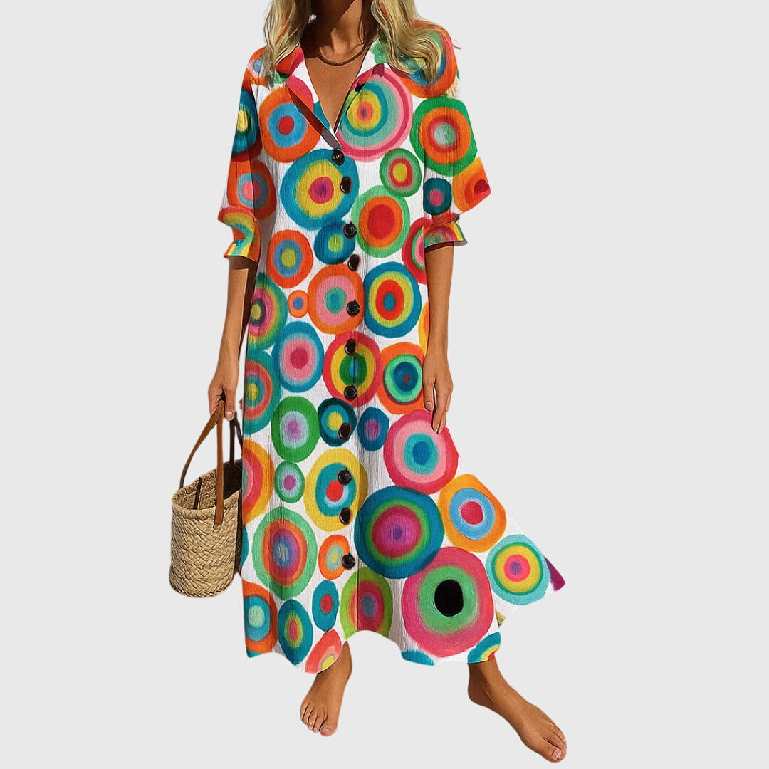 Elegant Slimming Dress Multicolour 2, studio photo