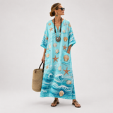 Long Kaftan in Aqua Seashell