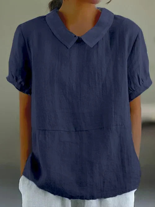 Arabelle | Simple Collared Shirt Navy Blue, studio photo