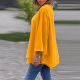 Anika | Double-Hem Zip-Neck Blouse
