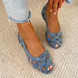 Emerie | Lattice Peep-Toe Flat Sandals