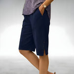 Laurel | Knee-Length Shorts with Buttoned Side Slits