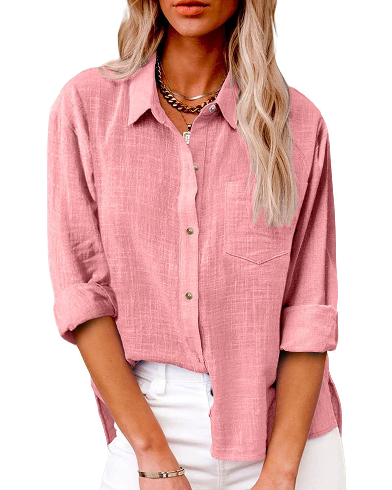 Martina | Oversized Shirt with Chest Pocket Pink, studio photo
