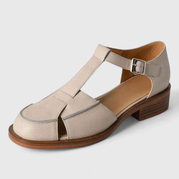 Elegant Mary Jane Sandals Beige, studio photo