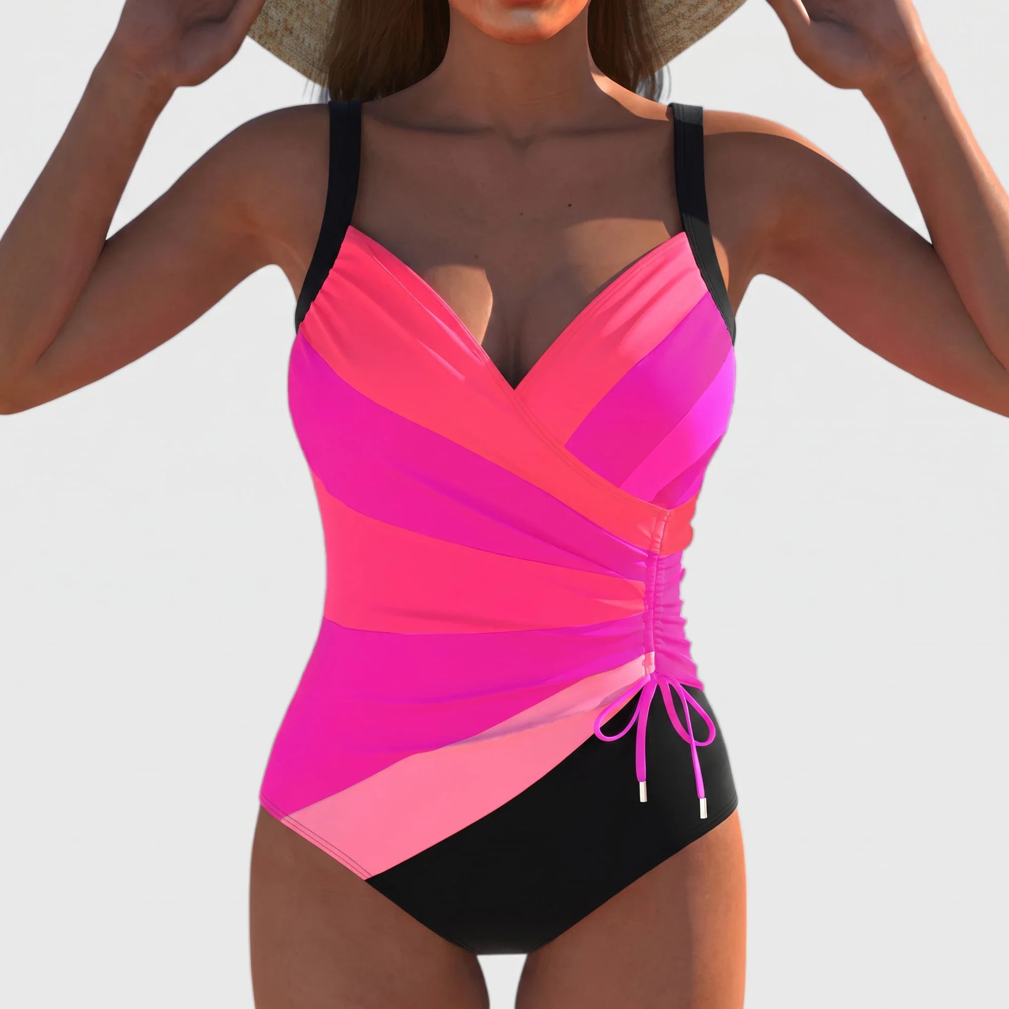 Elegant Shaping One-Piece Swimsuit Pink, photo studio