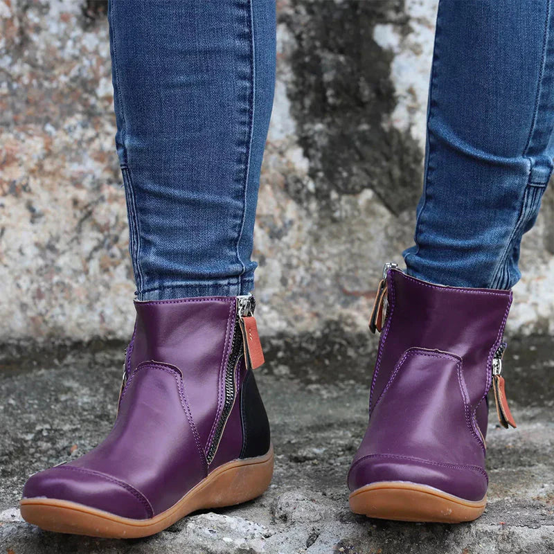 Moira Premium Zipper Orthopedic Waterproof Boots Purple, photo studio