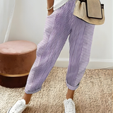 Dahlia | Striped Tapered Trousers with Turn-Up Hems