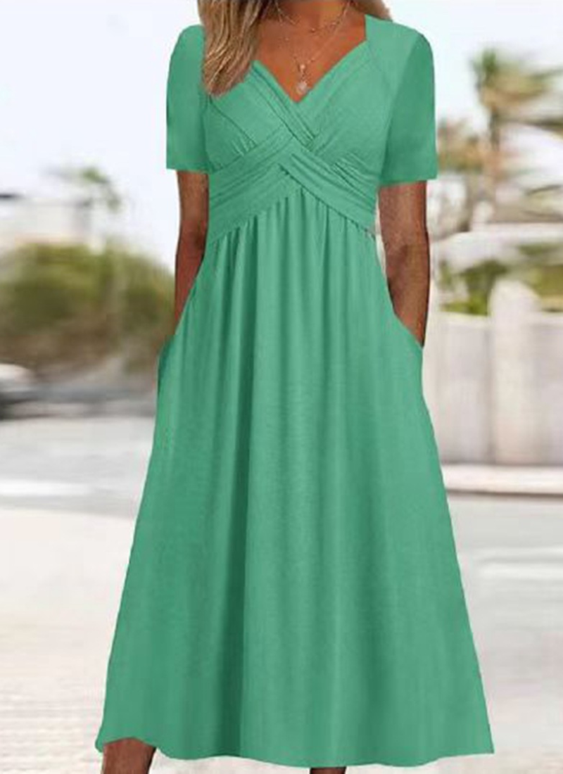 Dominica | Stylish Wrap Dress Green, studio photo