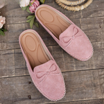 Erin | Perforated Backless Loafers with a Bow