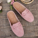 Erin | Perforated Backless Loafers with a Bow