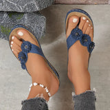 Sophia | Orthopaedic Toe-Post Sandals with Flower Appliqués