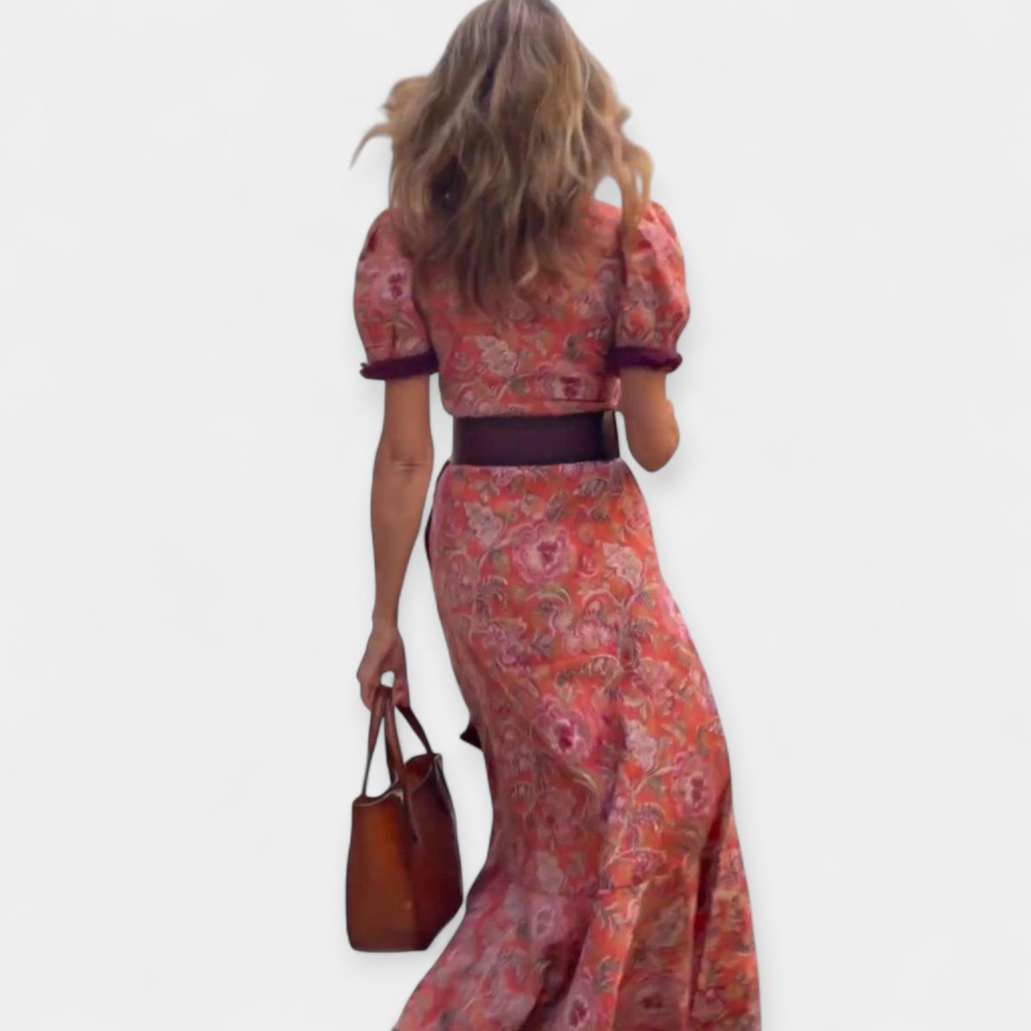 Romantic Belted Dress with Puff Sleeves