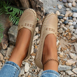 Dawn | Perforated Slip-On Flats with a Stitched Trim