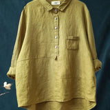 Elegant Summer Blouse in Olive Linen