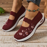 Leona | Orthopaedic Embroidered Knit Slip-Ons with an Instep Strap