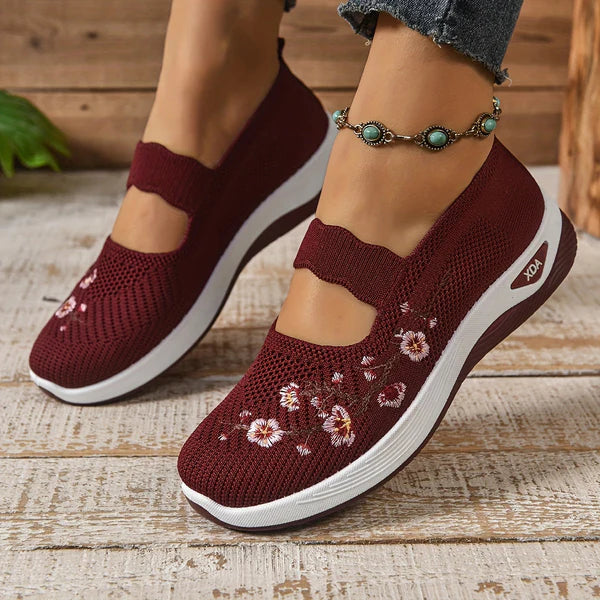 Leona Stylish Breathable Orthopaedic Shoes Red, photo studio