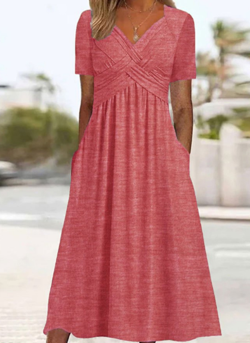 Dominica | Stylish Wrap Dress Pink, studio photo