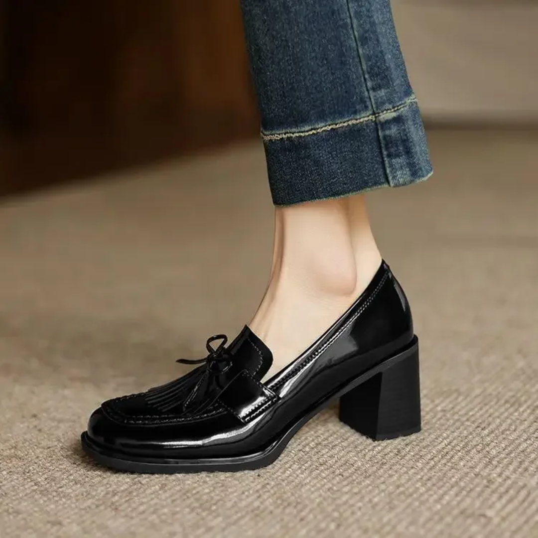 Patent Block-Heel Loafers