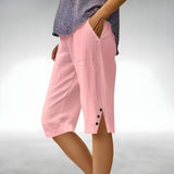 Laurel | Knee-Length Shorts with Buttoned Side Slits