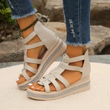 Gael | Multi-Strap Wedge Sandals with a Back Zip