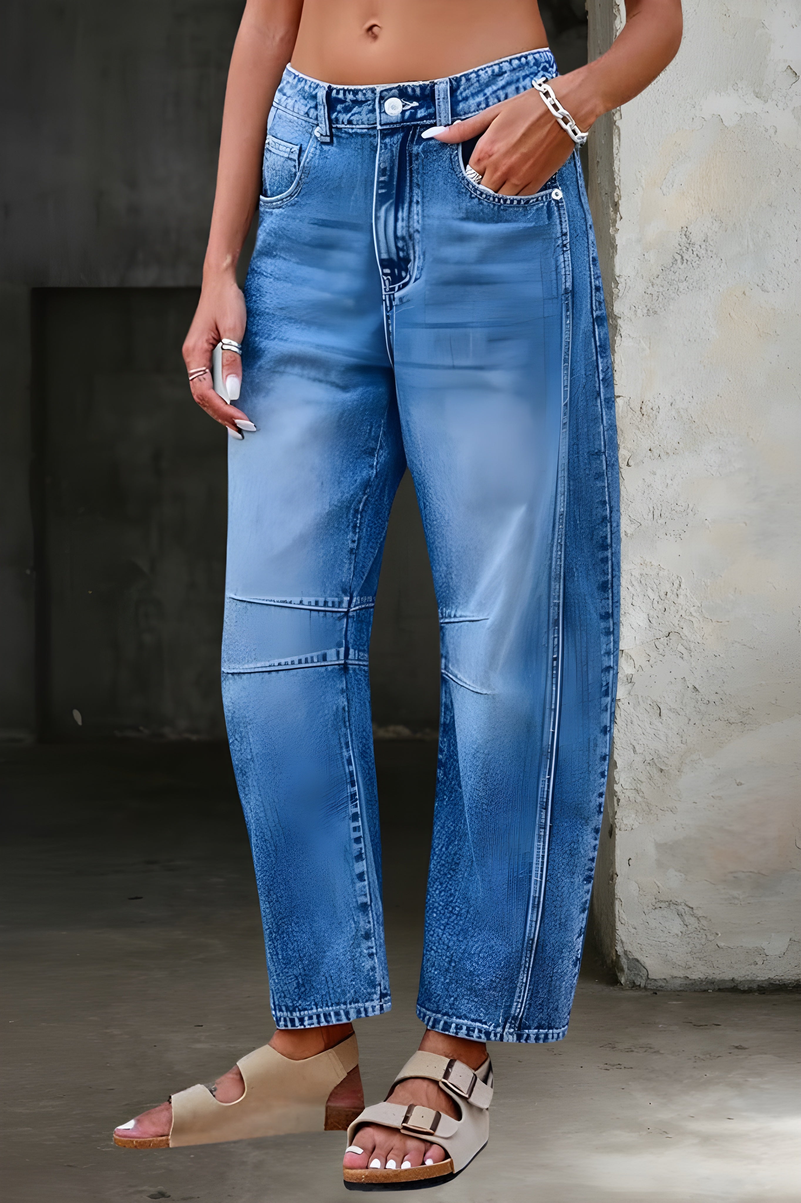 Sasha | Flared Casual Jeans Blue, photo studio