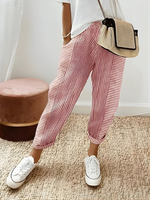 Dahlia | Striped Tapered Trousers with Turn-Up Hems