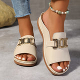 Ellianna | Cushioned Slide Sandals with a Link-Detail Band