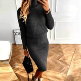 Petra | Knit Turtleneck Midi Dress