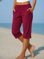 Eileen | Capri Pants with Button Detail at the Hem