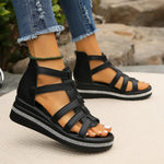 Gael | Multi-Strap Wedge Sandals with a Back Zip