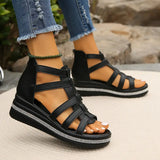 Gael | Multi-Strap Wedge Sandals with a Back Zip