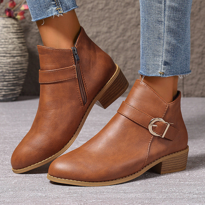 Bella | Ankle Boots with a Buckle Strap and Block Heel