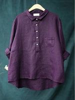 Elegant Summer Blouse in Olive Linen