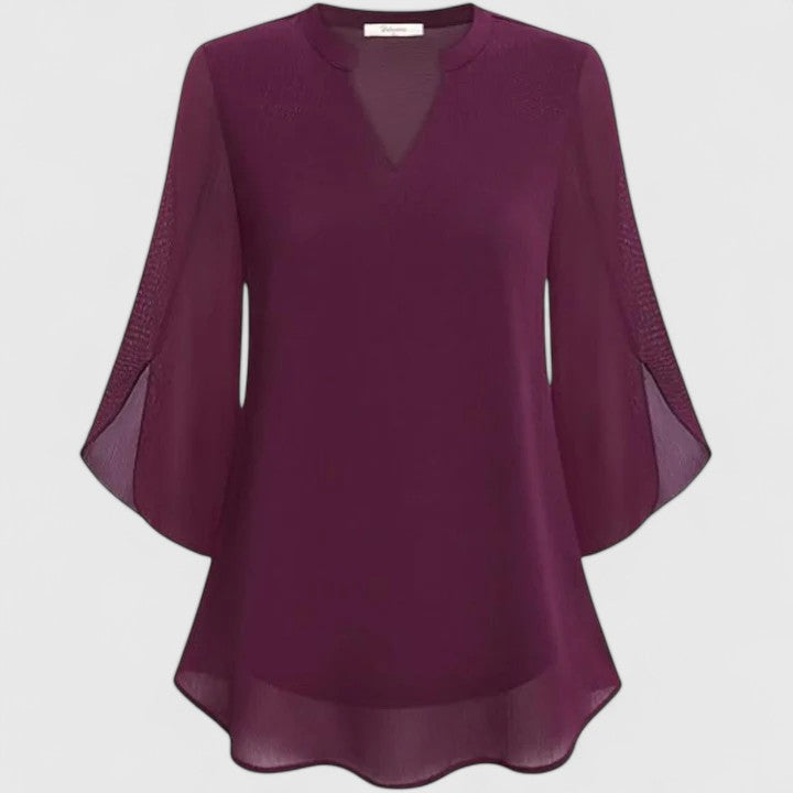 Yvette | Elegant V-Neck Blouse with Wide Sleeves