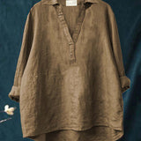 Elegant Summer Blouse in Black Linen