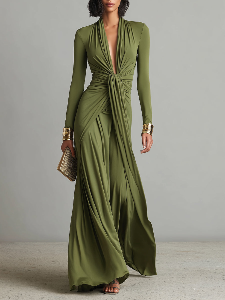 Sophie | Draped V-Neck Maxi Dress