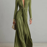 Sophie | Draped V-Neck Maxi Dress