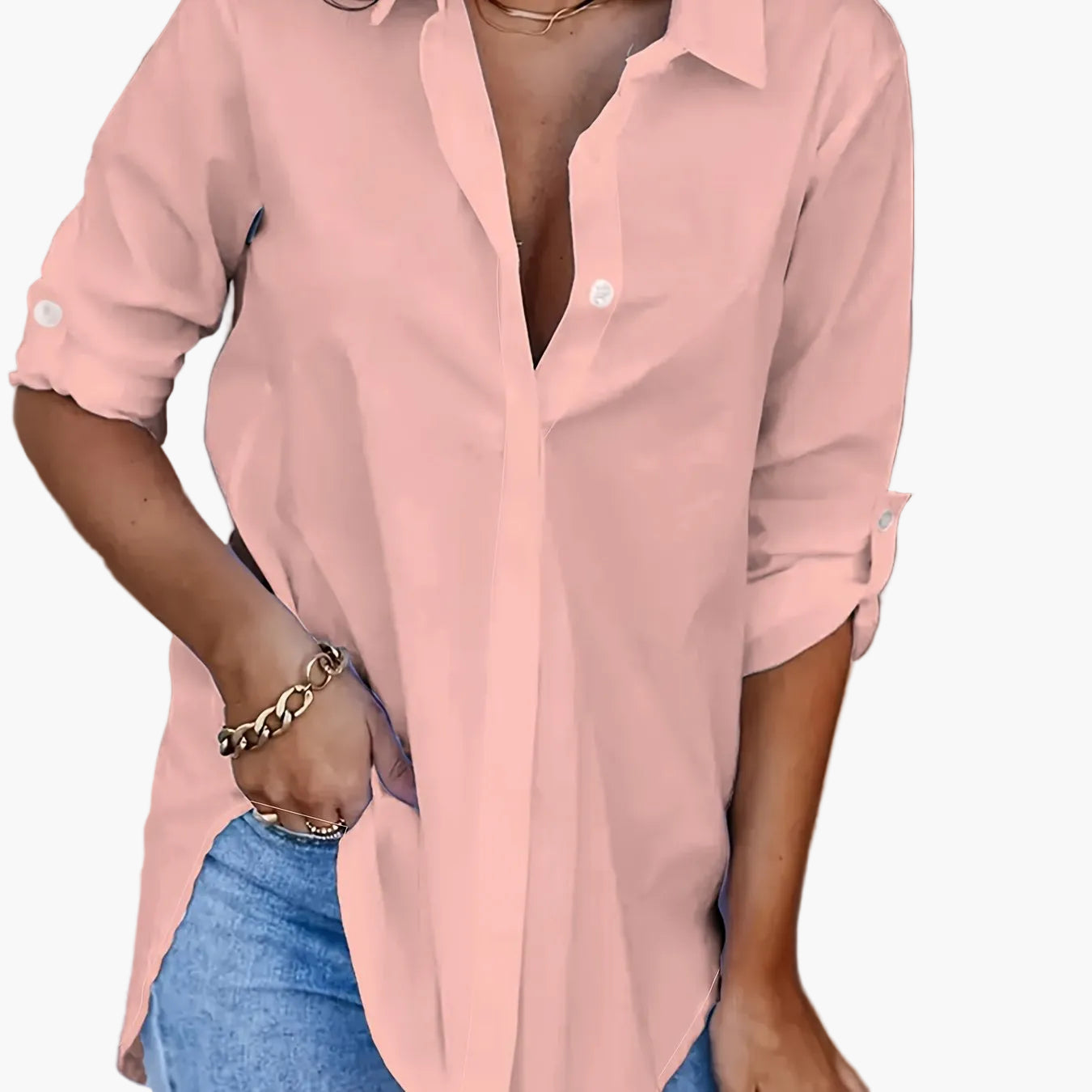 Octavia | Relaxed Classic-Collar Shirt Pink, studio photo