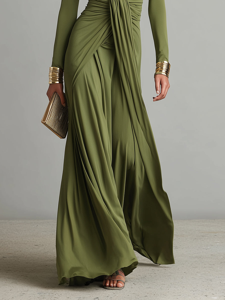 Sophie | Draped V-Neck Maxi Dress