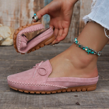 Erin | Perforated Backless Loafers with a Bow
