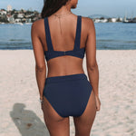High-Waisted Solid Swimsuit