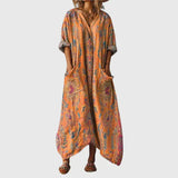 Colourful Print Maxi Dress in Apricot Paisley