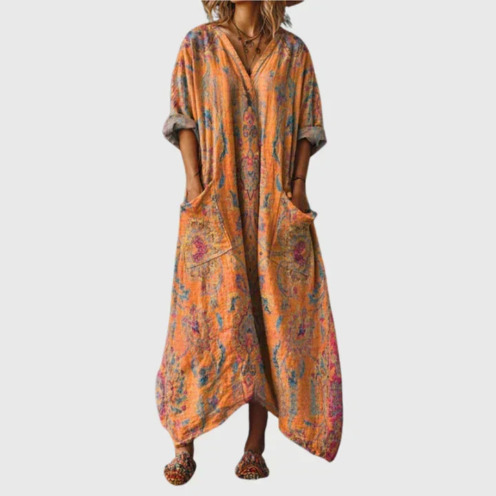 Colourful Print Maxi Dress