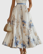 Amelia | Pleated Tie-Waist Maxi Dress