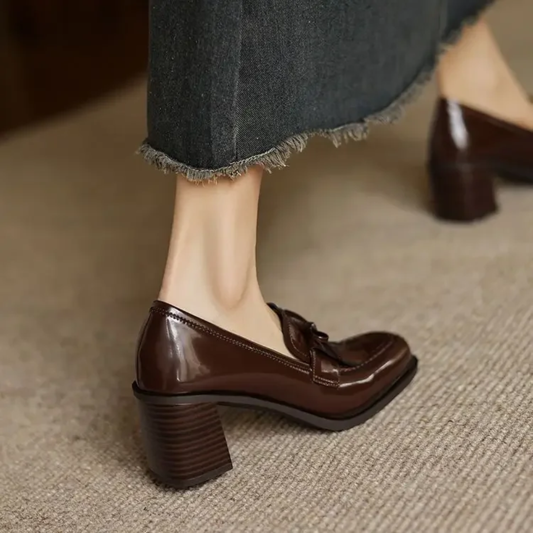 Patent Block-Heel Loafers